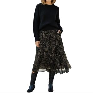 Reba Black Lace Midi Fit and Flare Skirt Sz M